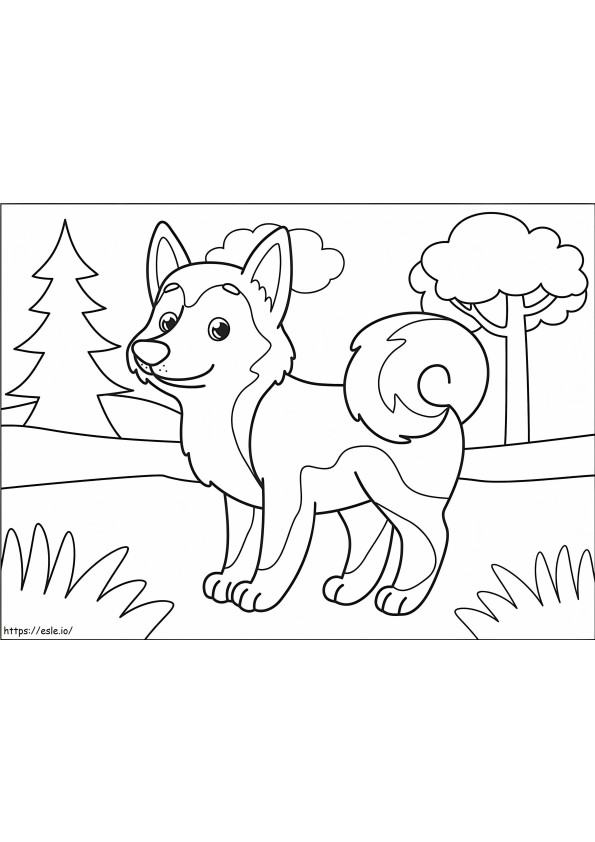 Coloriage Adorable Husky à imprimer dessin