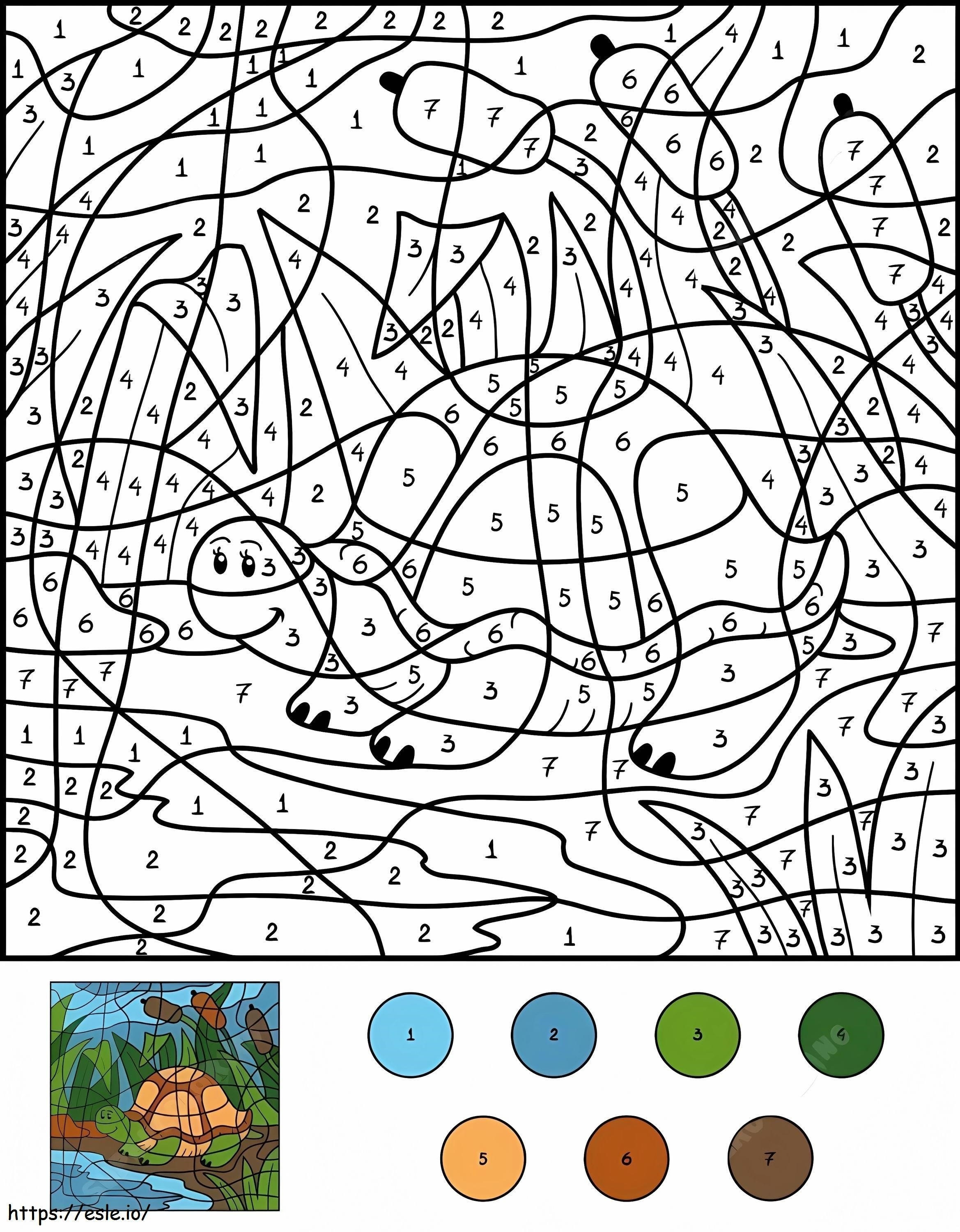 Turtle Color By Number coloring page