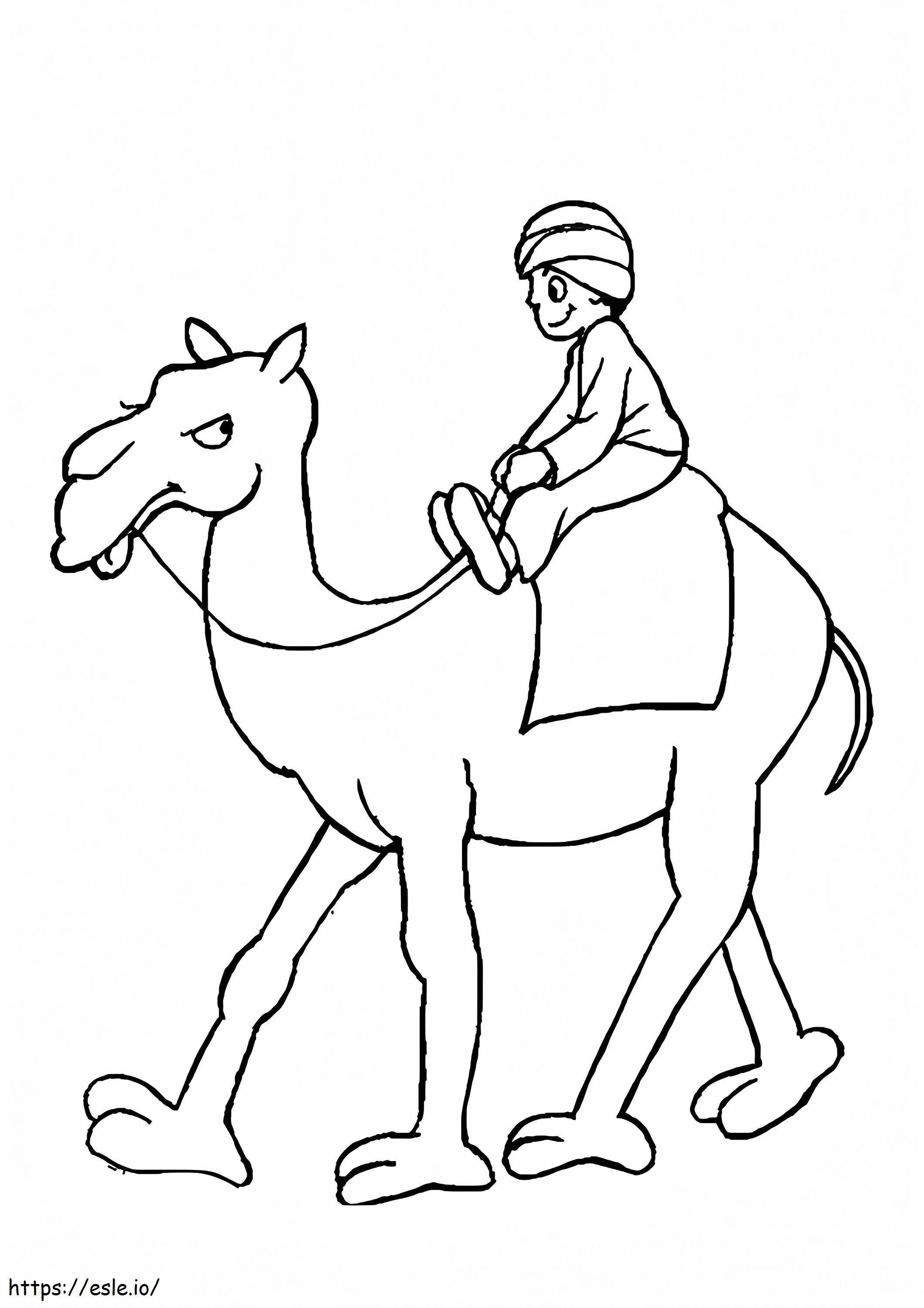 Coloriage 1526463987 L'homme arabe chevauchant un chameau A4 à imprimer dessin