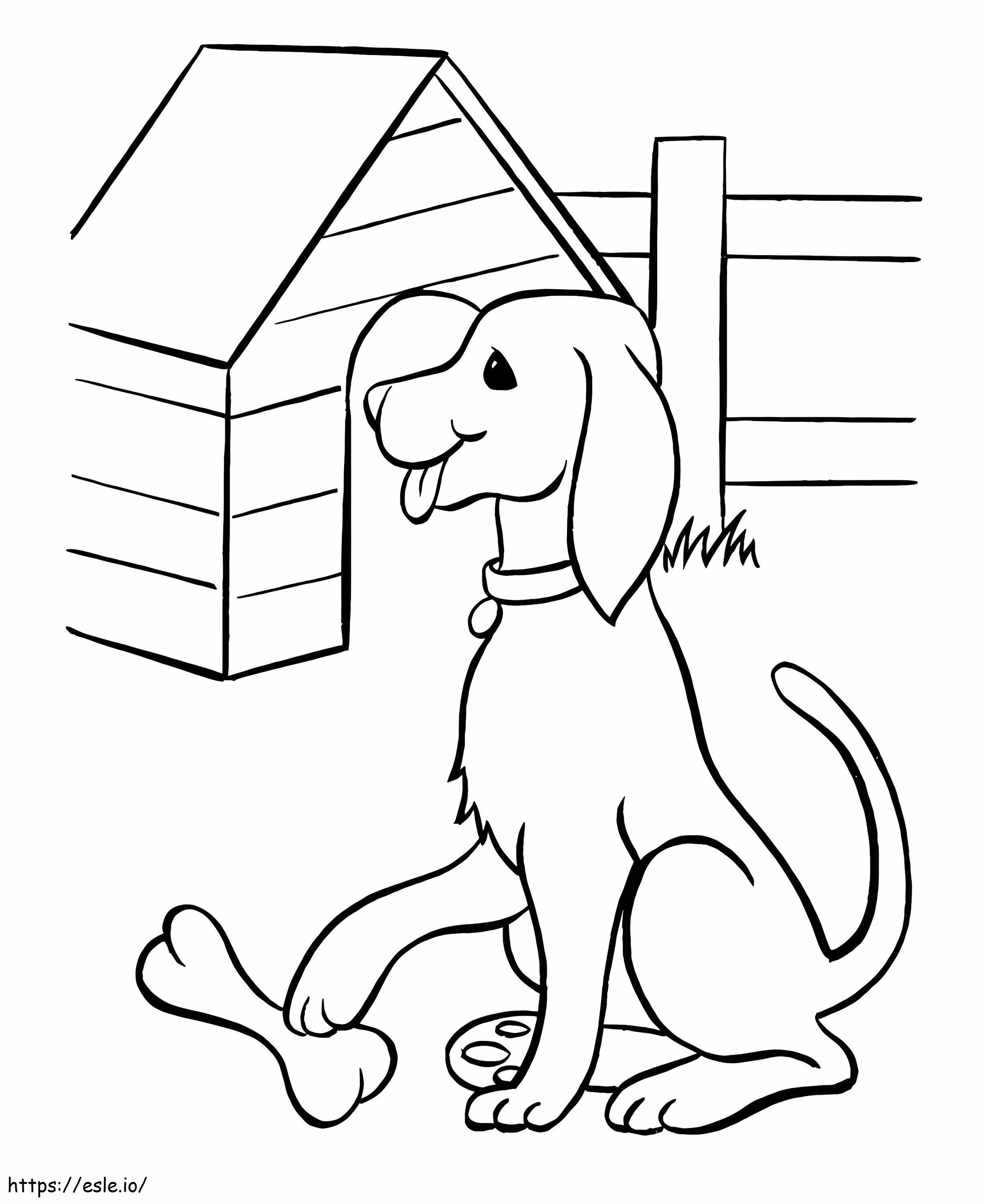 Coloriage Chien avec niche pour chien à imprimer dessin
