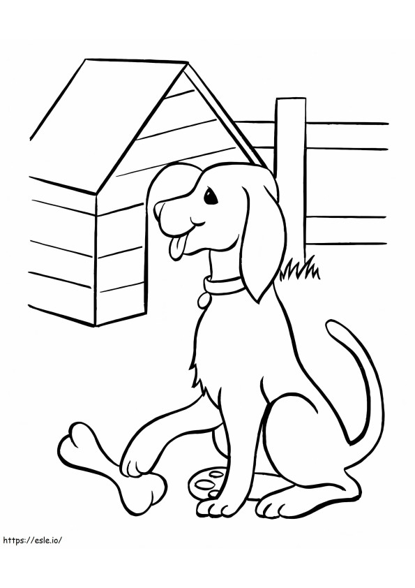 Coloriage Chien avec niche pour chien à imprimer dessin