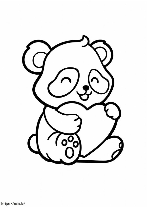 Coloriage Panda avec coeur à imprimer dessin