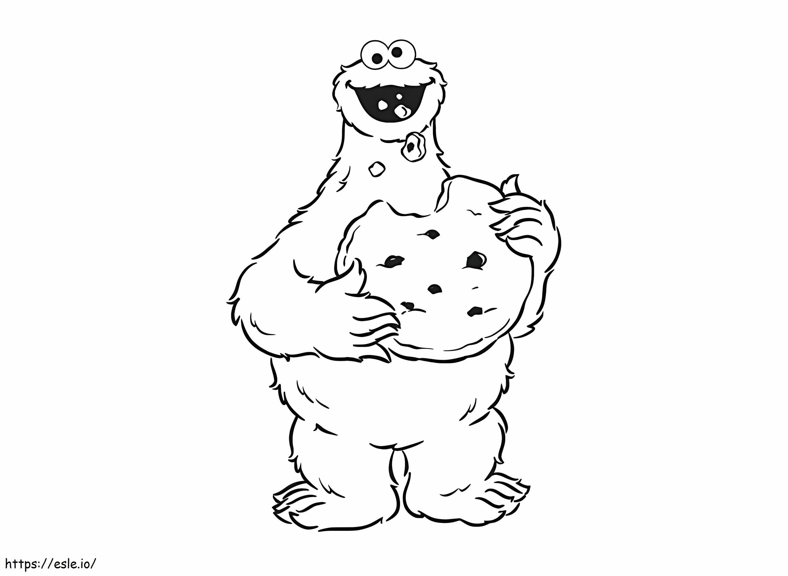 Cookie Monster Eating coloring page