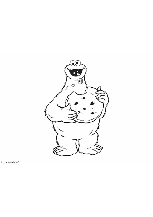 Coloriage Cookie Monster mangeant à imprimer dessin