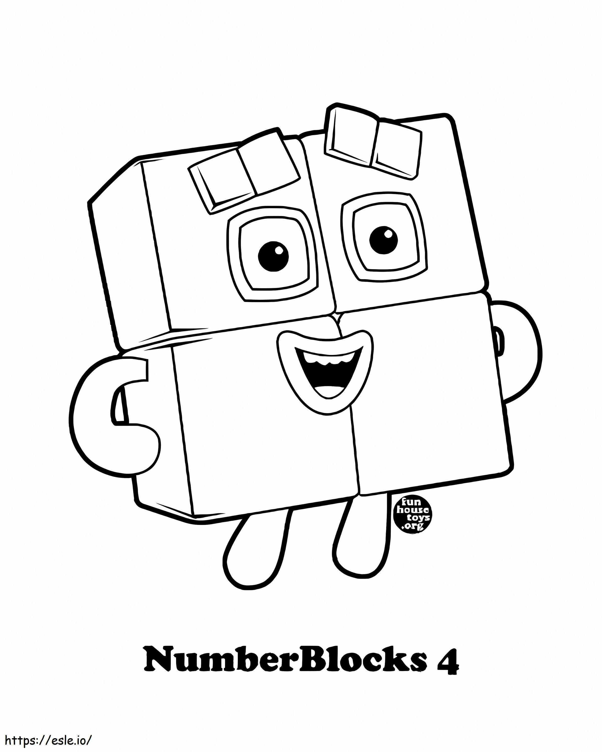 Numberblocks 4 coloring page