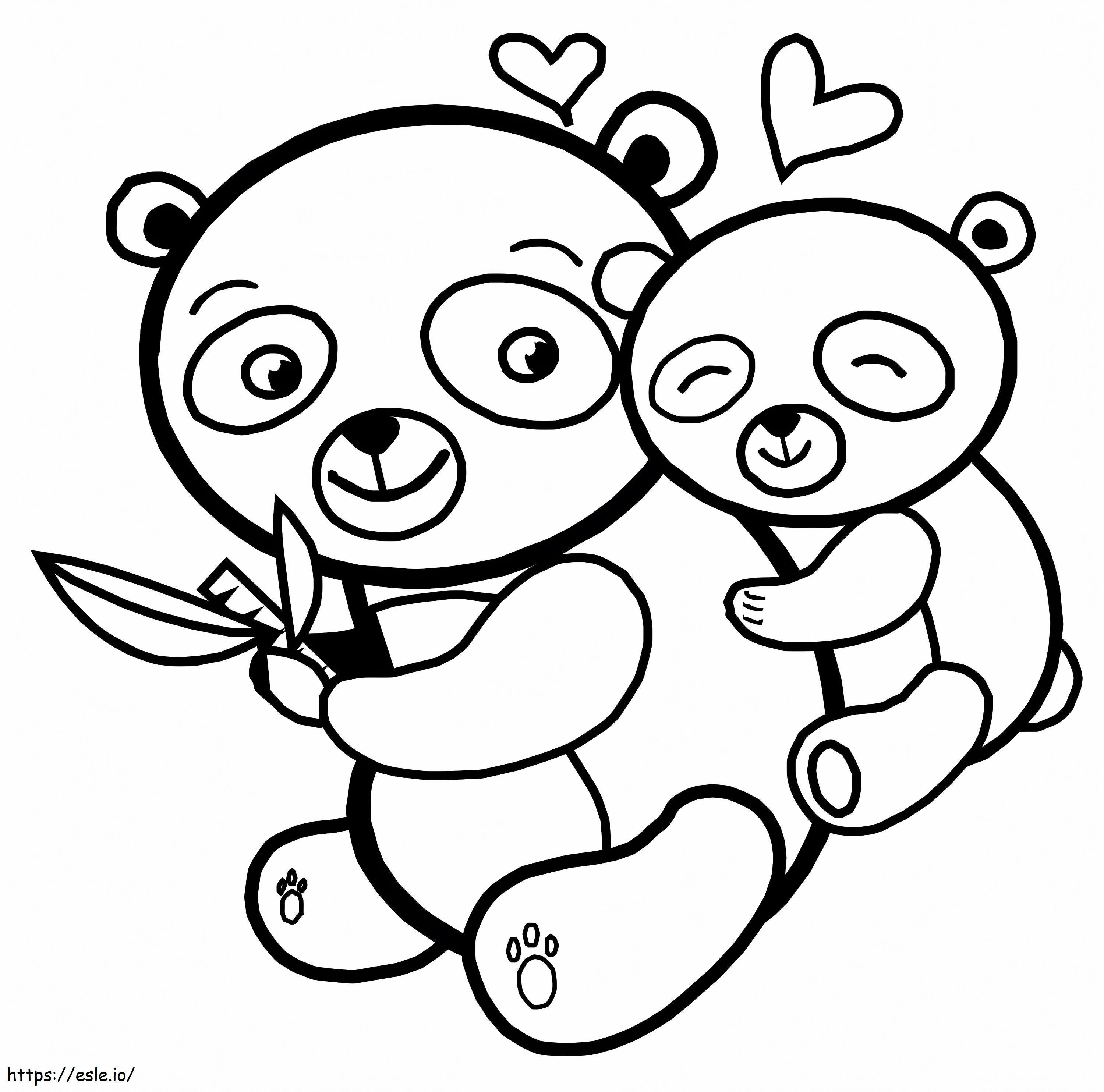Ibu Panda dan Bayinya Gambar Mewarnai