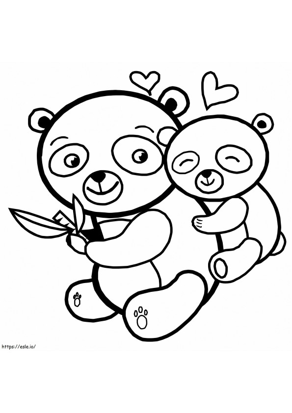 お母さんパンダと赤ちゃん ぬりえ - 塗り絵