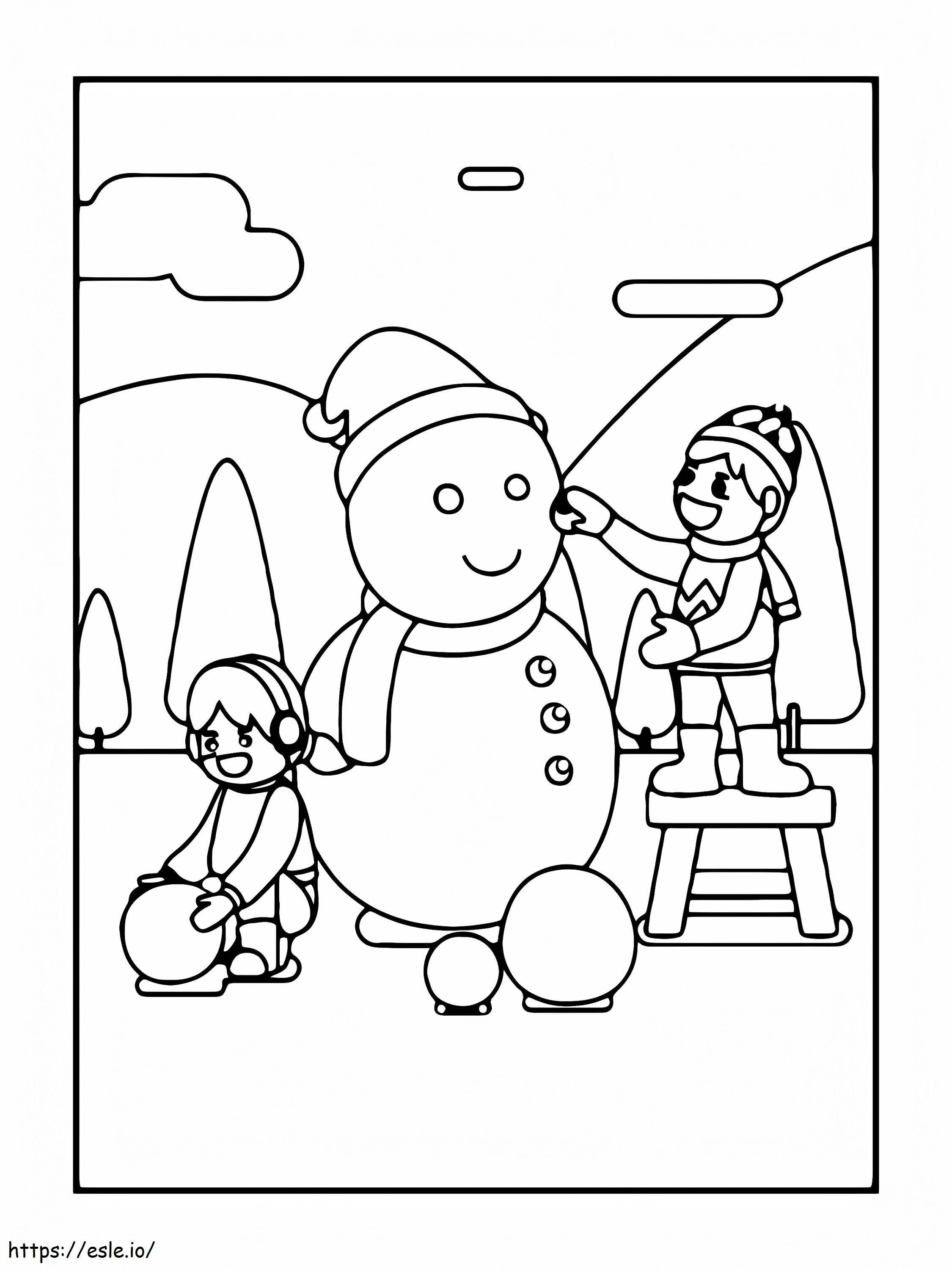 Coloriage Création de bonhomme de neige de Noël à imprimer dessin