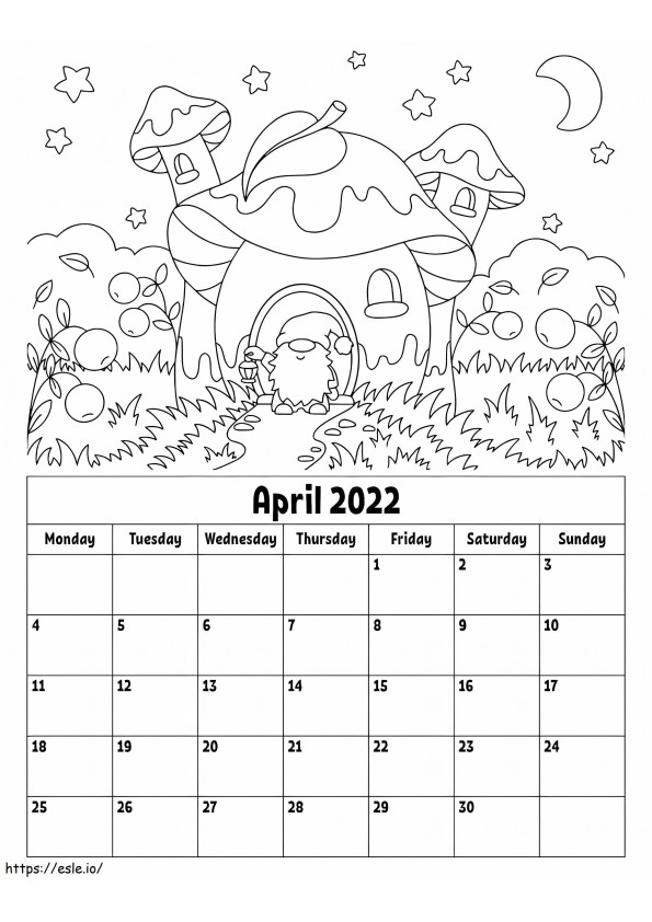Kalendarz na kwiecień 2022 r kolorowanka