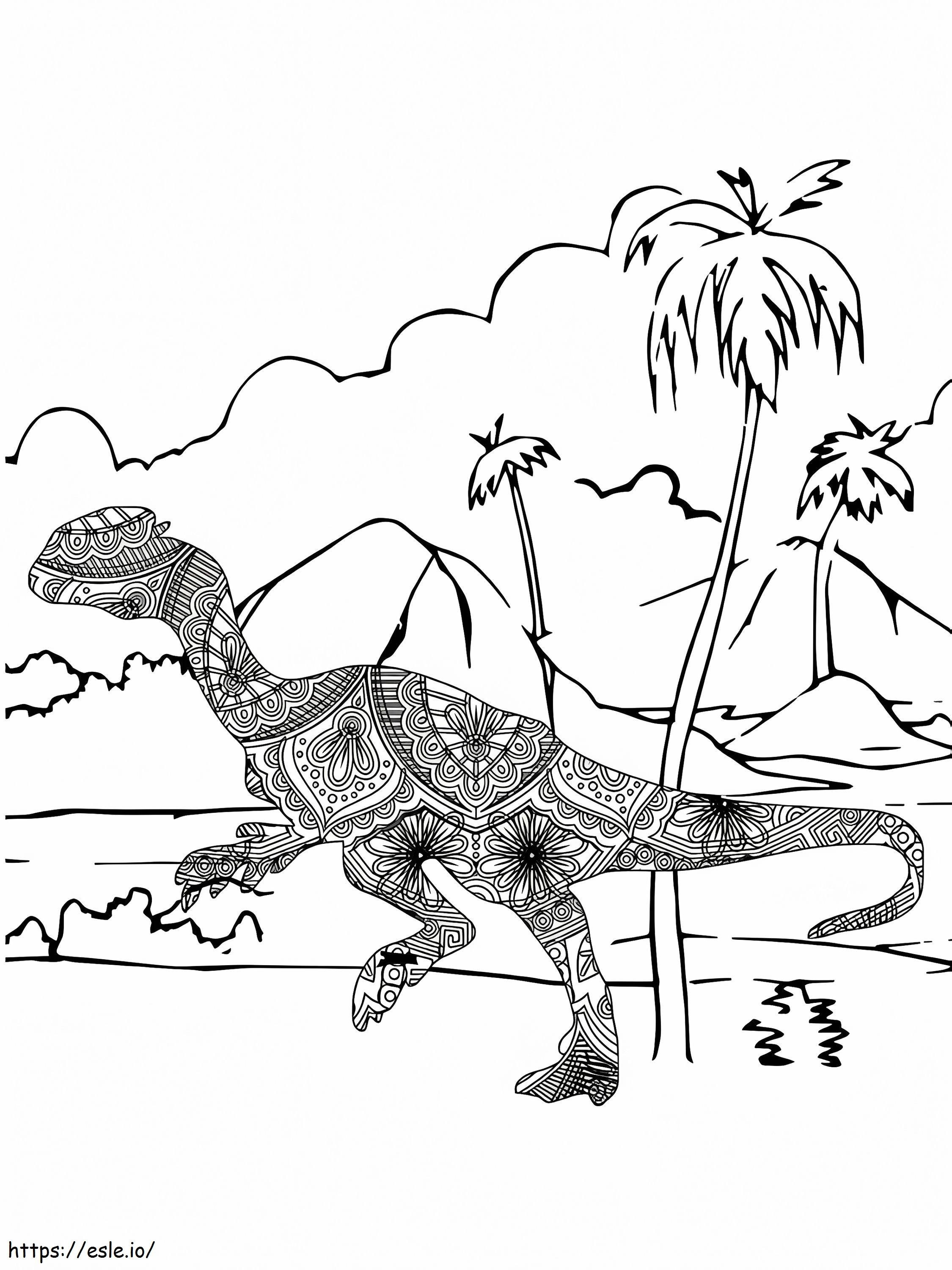 Tyrannosaurus Rex Dinosaur In Nature Alebrijes coloring page