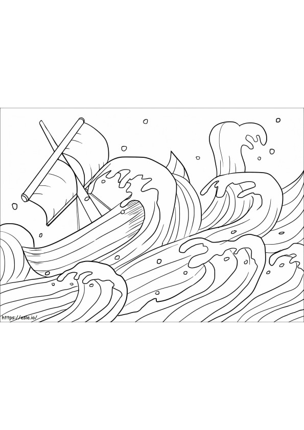 Coloriage Grand vent sur la mer à imprimer dessin