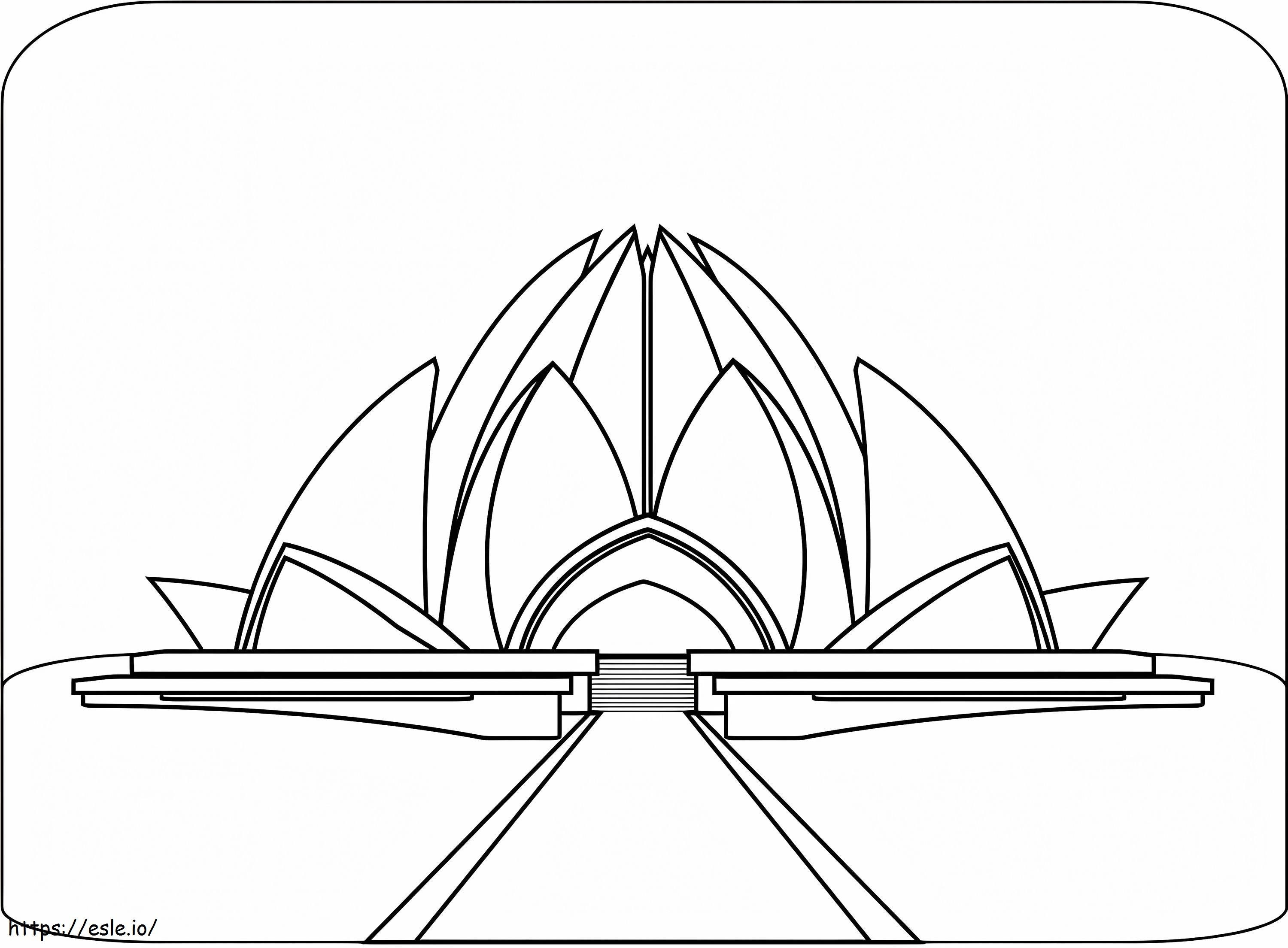 Coloriage Temple du Lotus à Delhi à imprimer dessin