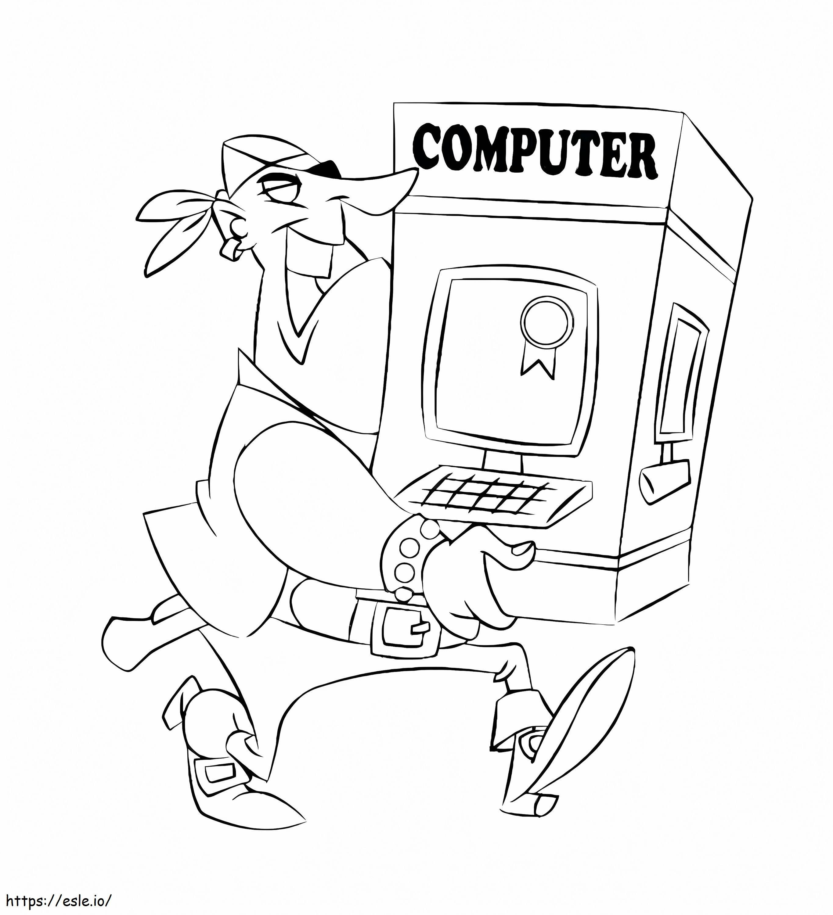 Pirata con il computer da colorare