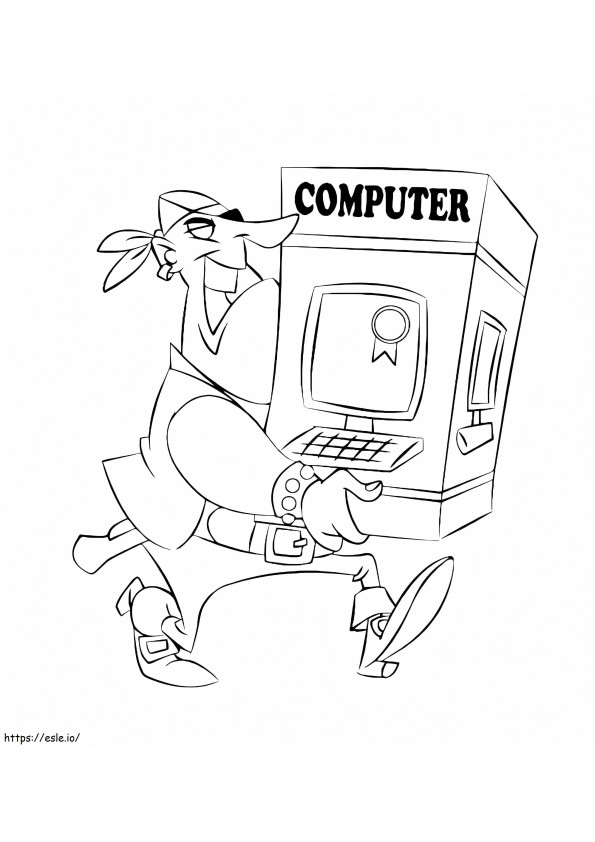 Pirata con computadora para colorear