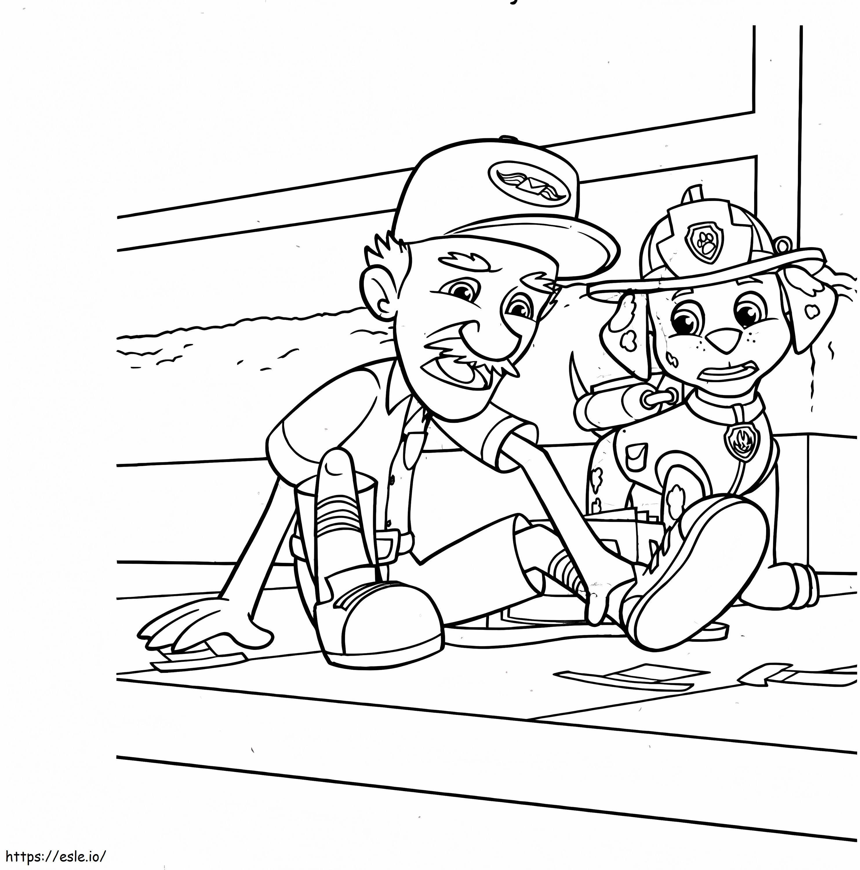 Marshall And Mr. Postman coloring page
