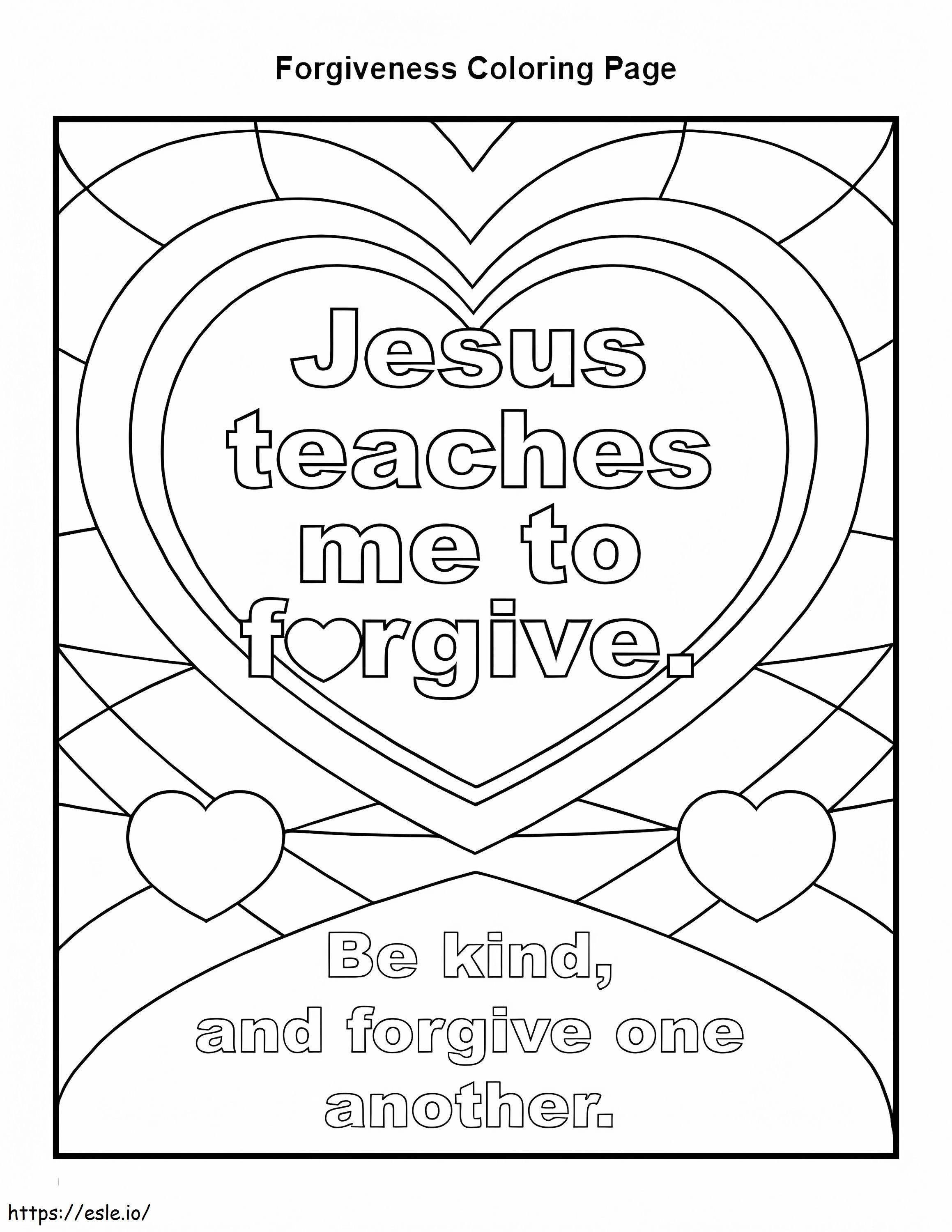 Jeesus opettaa minua antamaan anteeksi värityskuva