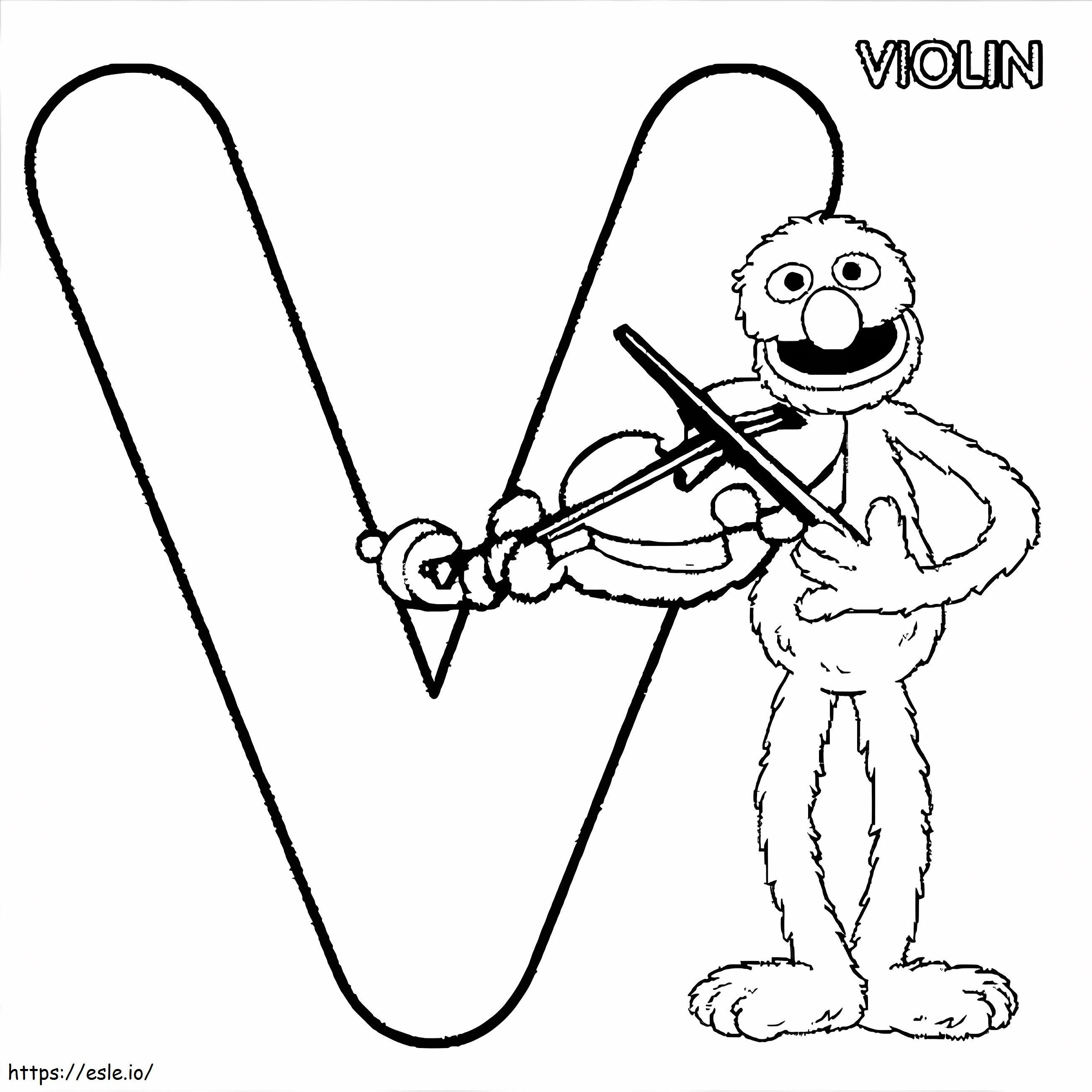 Grover V For Violin coloring page