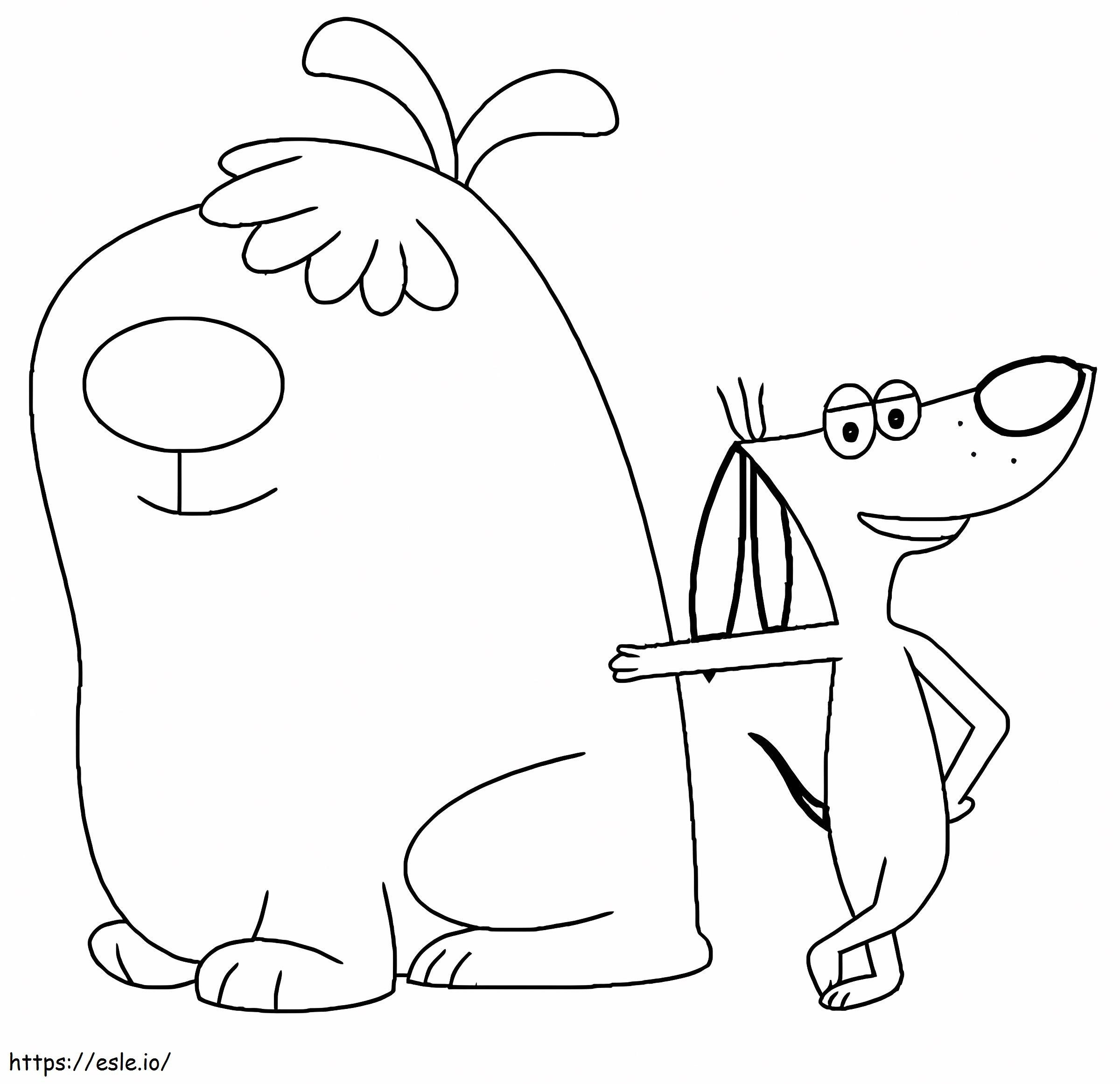 O cachorrinho e o cachorro grande para colorir