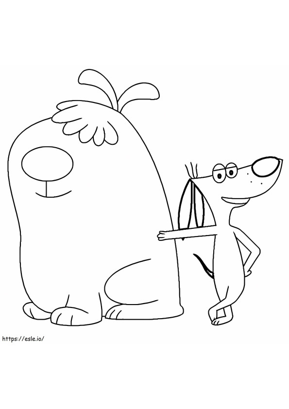 De kleine hond en de grote hond kleurplaat