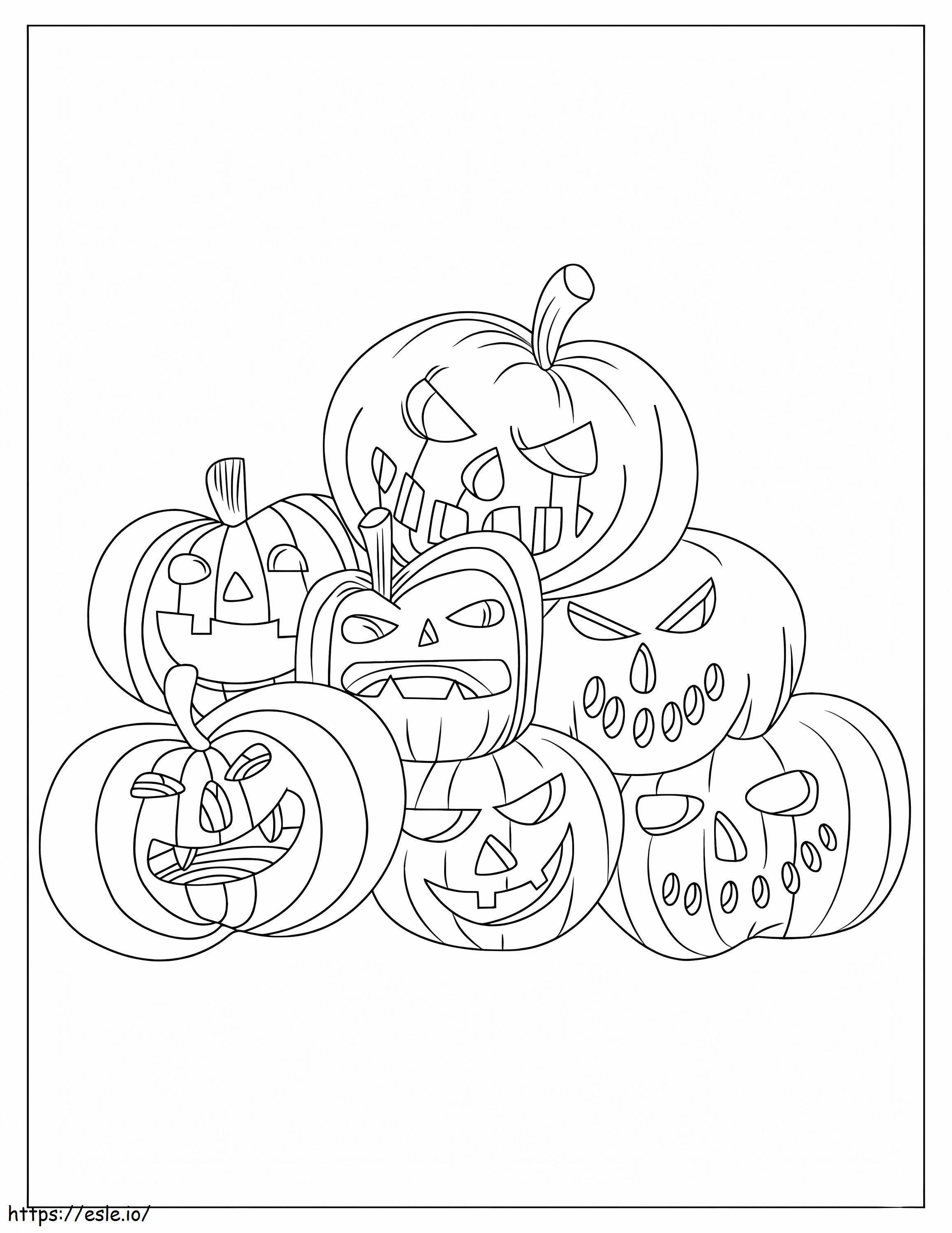 Seven Pumpkins coloring page