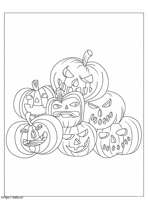 Seven Pumpkins coloring page