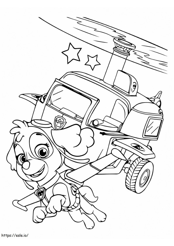 Skye Flying With Her Helicopter coloring page