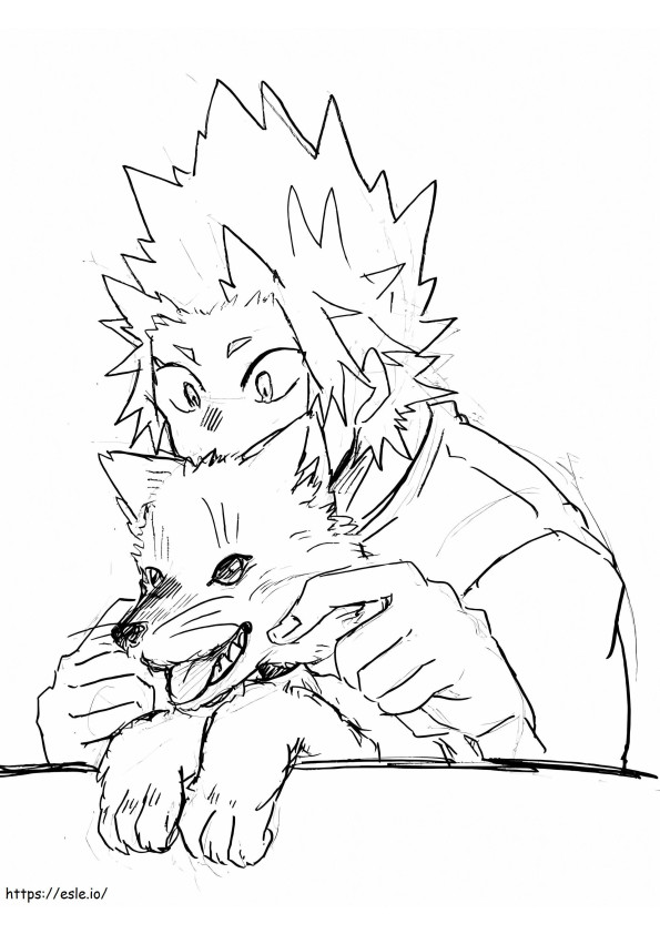 Kirishima ja koira värityskuva