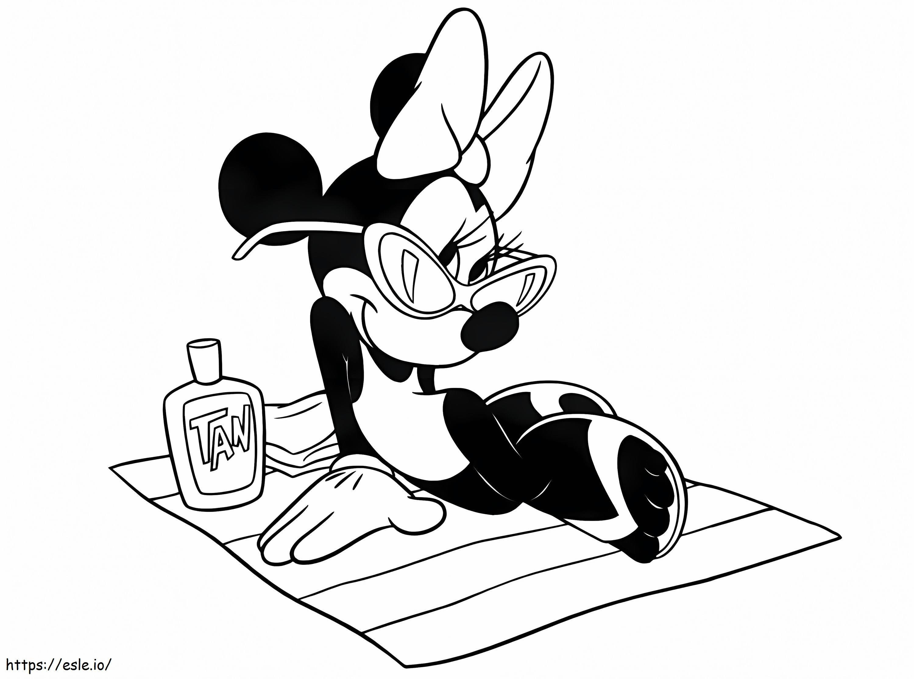 Coloriage Minnie Mouse à la plage à imprimer dessin