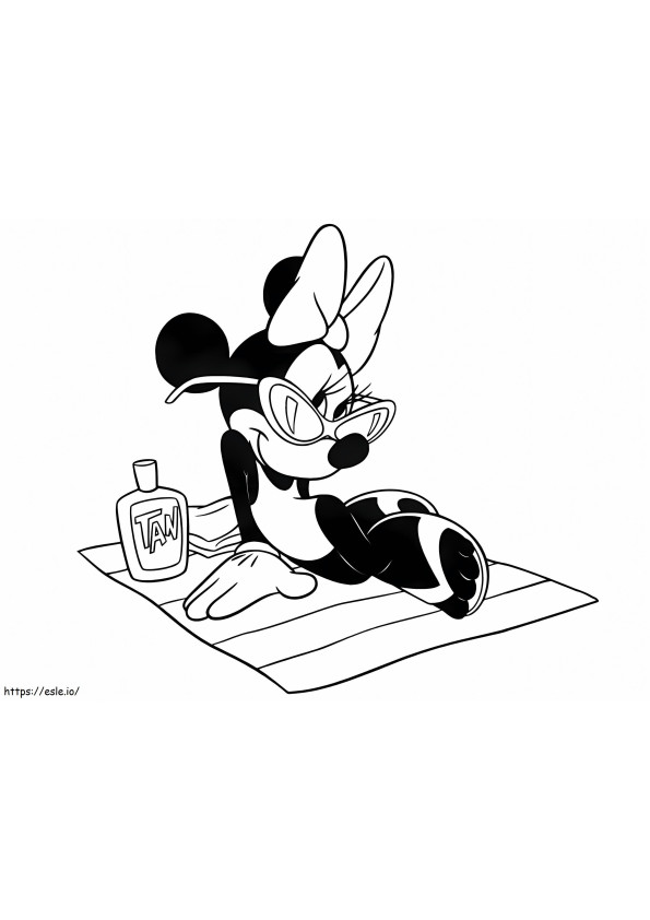 Minnie Mouse na praia para colorir