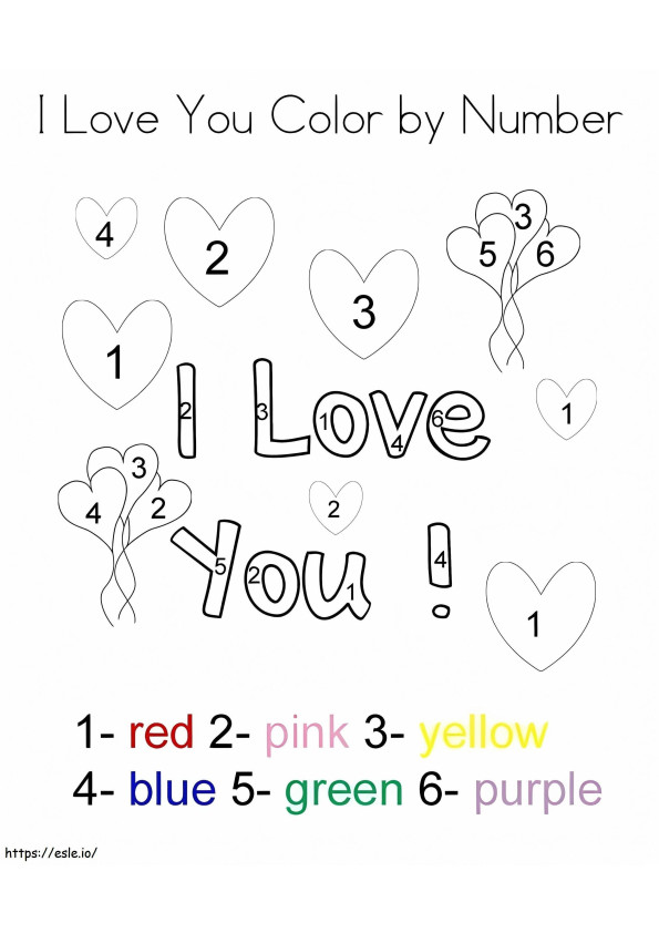 I Love You Color By Number coloring page