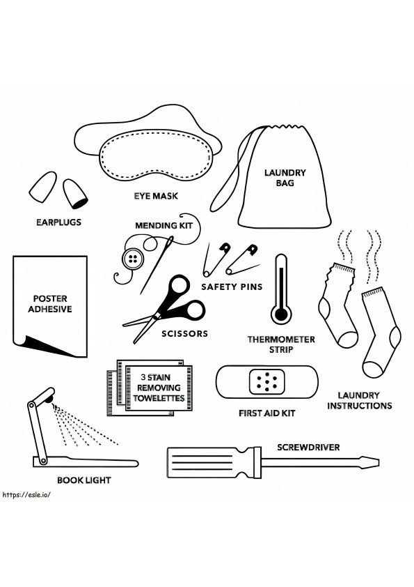 Disaster Supply Kit coloring page