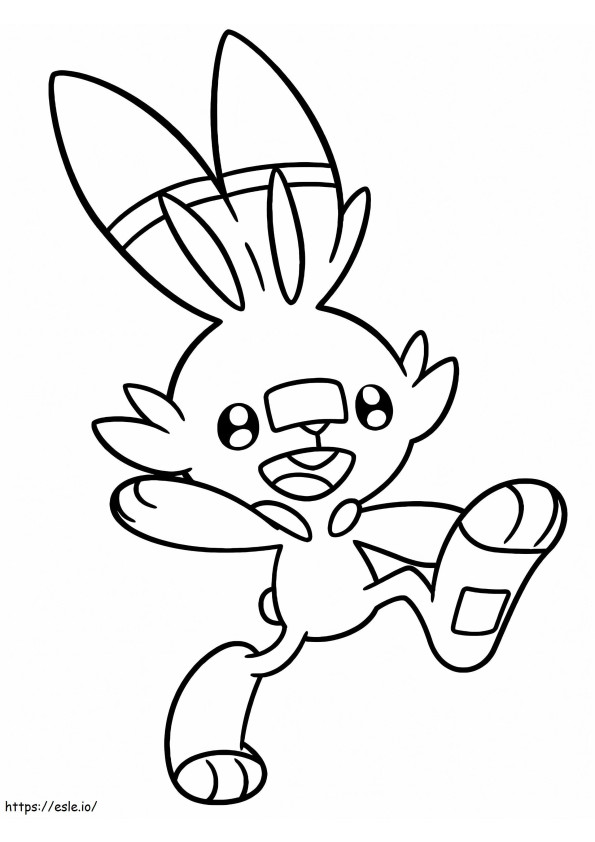 Happy Scorbunny Pokemon coloring page