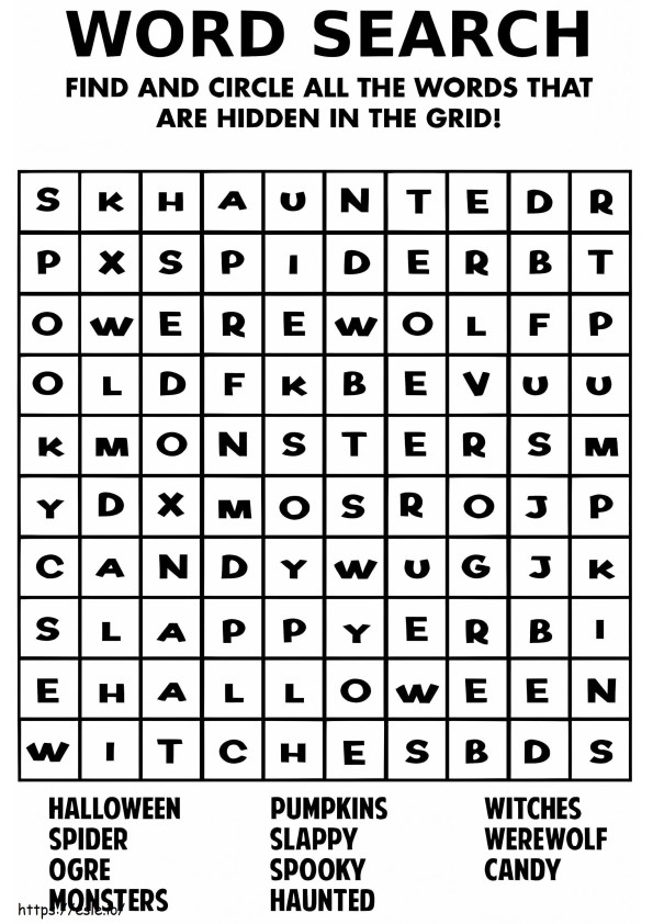 Word Search coloring page