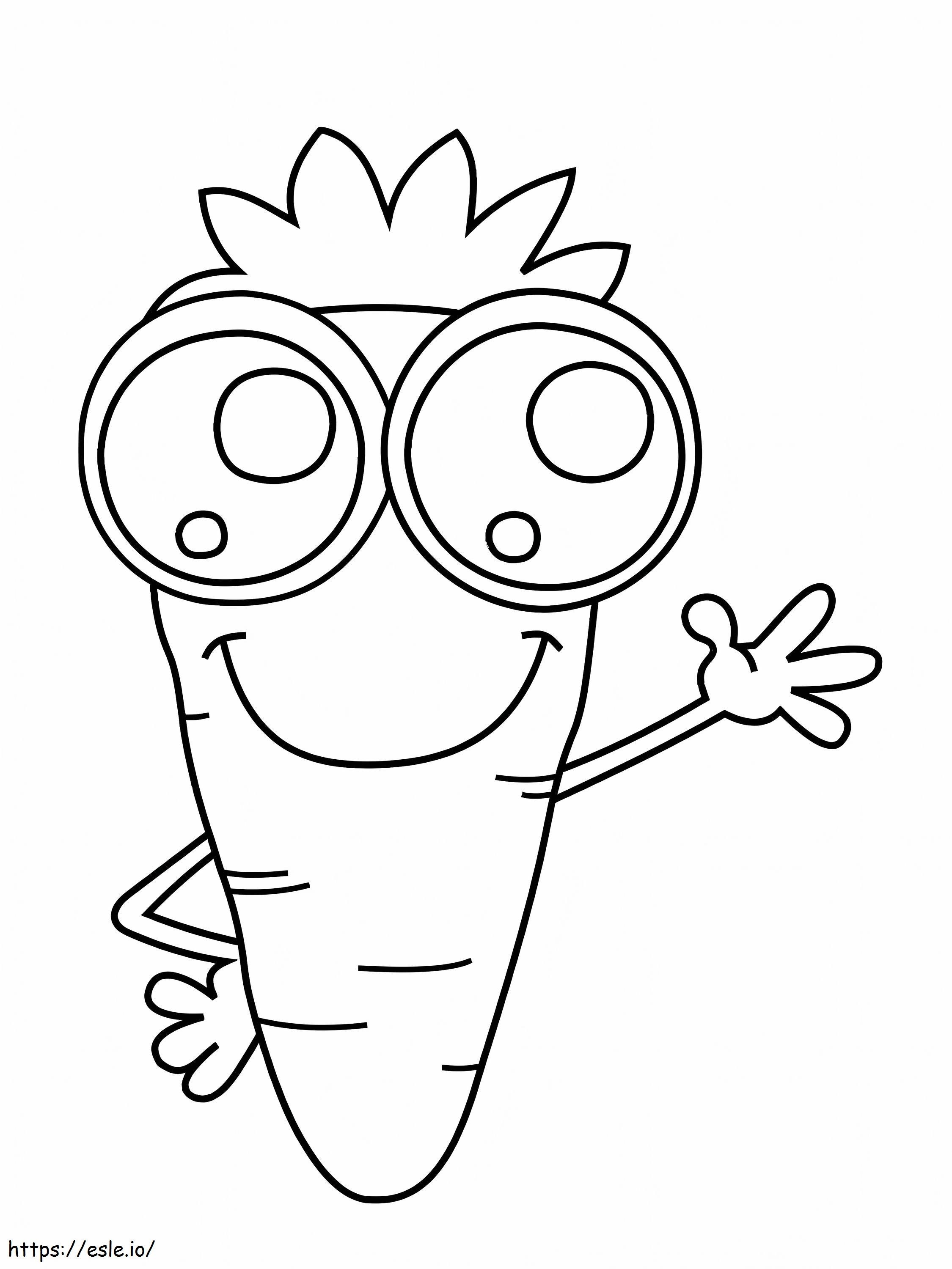 Zanahoria Kawaii para colorear