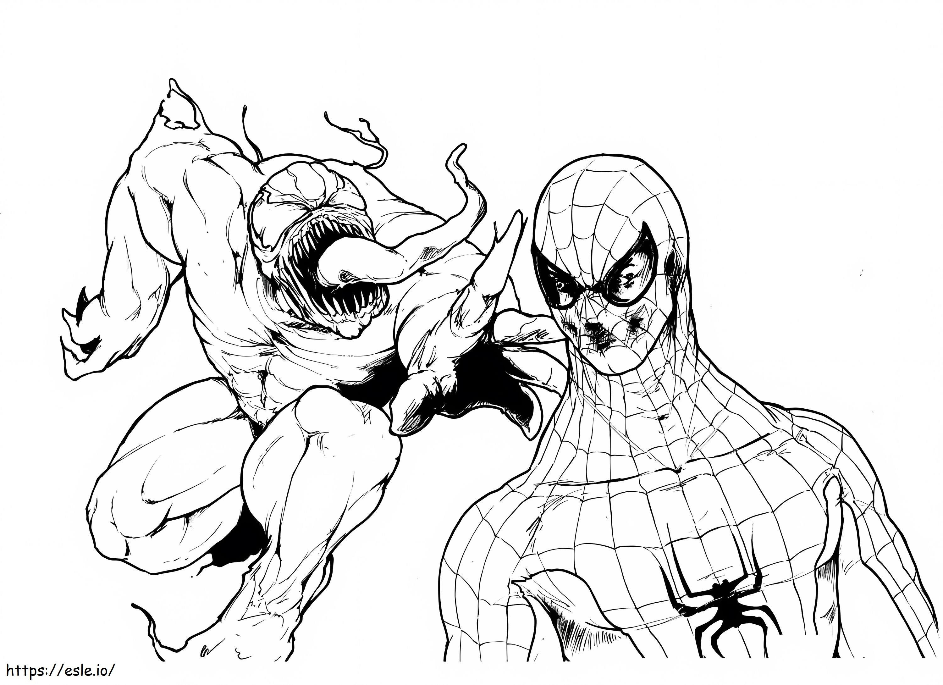 Spiderman z atakiem jadu kolorowanka