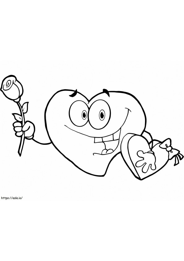 Cartoon Valentine Heart de colorat