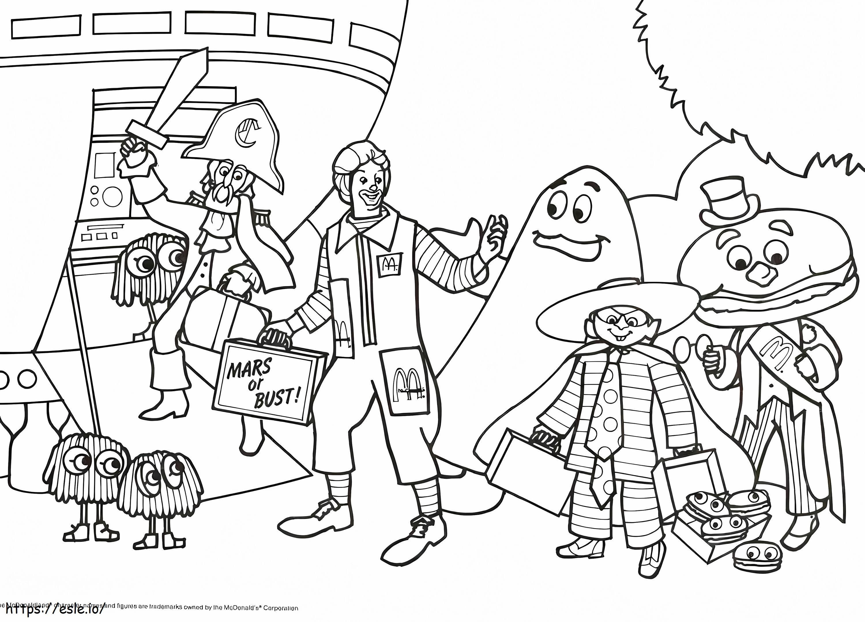 Coloriage Ronald McDonald avec ses amis à imprimer dessin