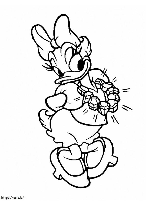 Coloriage Daisy Duck et son collier de diamants étincelants à imprimer dessin