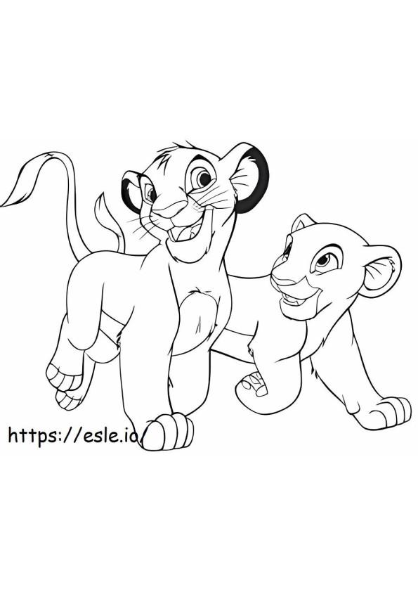 Simba en vriend kleurplaat