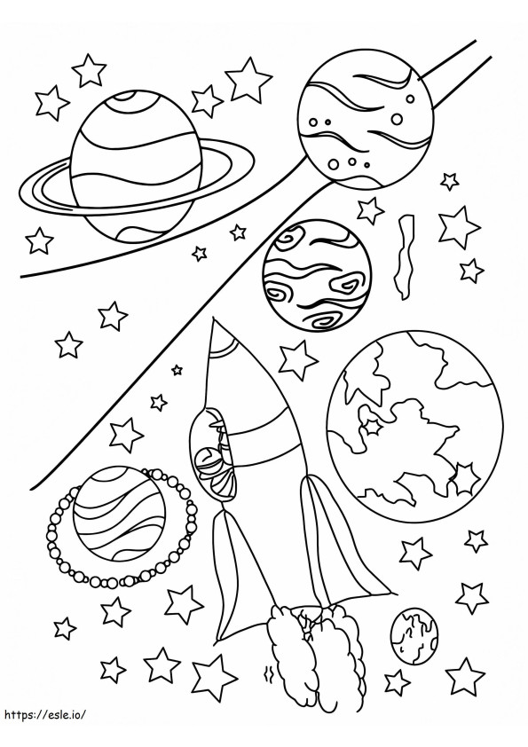 Rocket Launch In Space coloring page