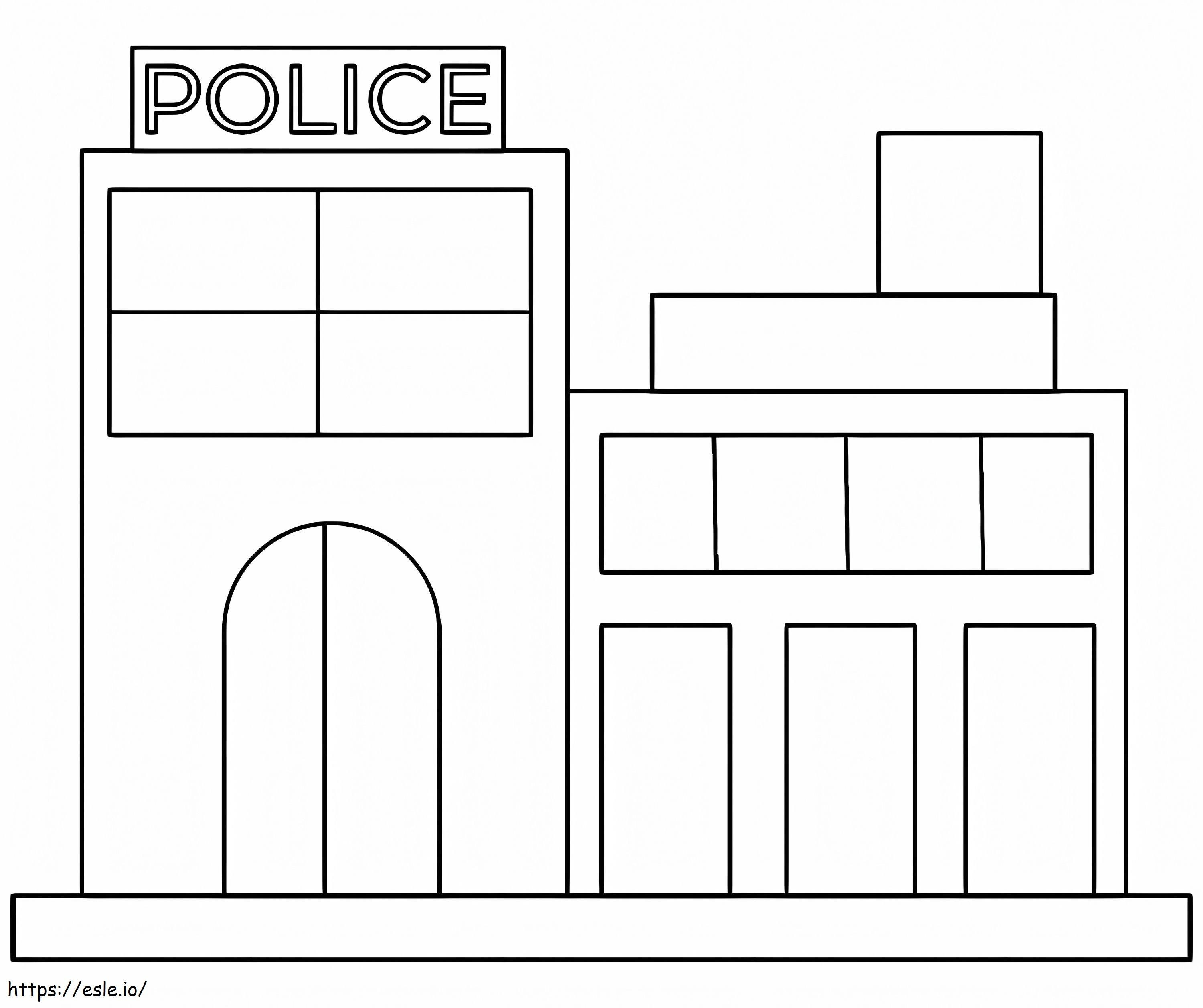 Coloriage Commissariat de police facile à imprimer dessin