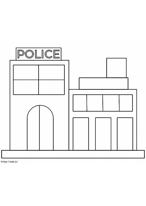 Coloriage Commissariat de police facile à imprimer dessin