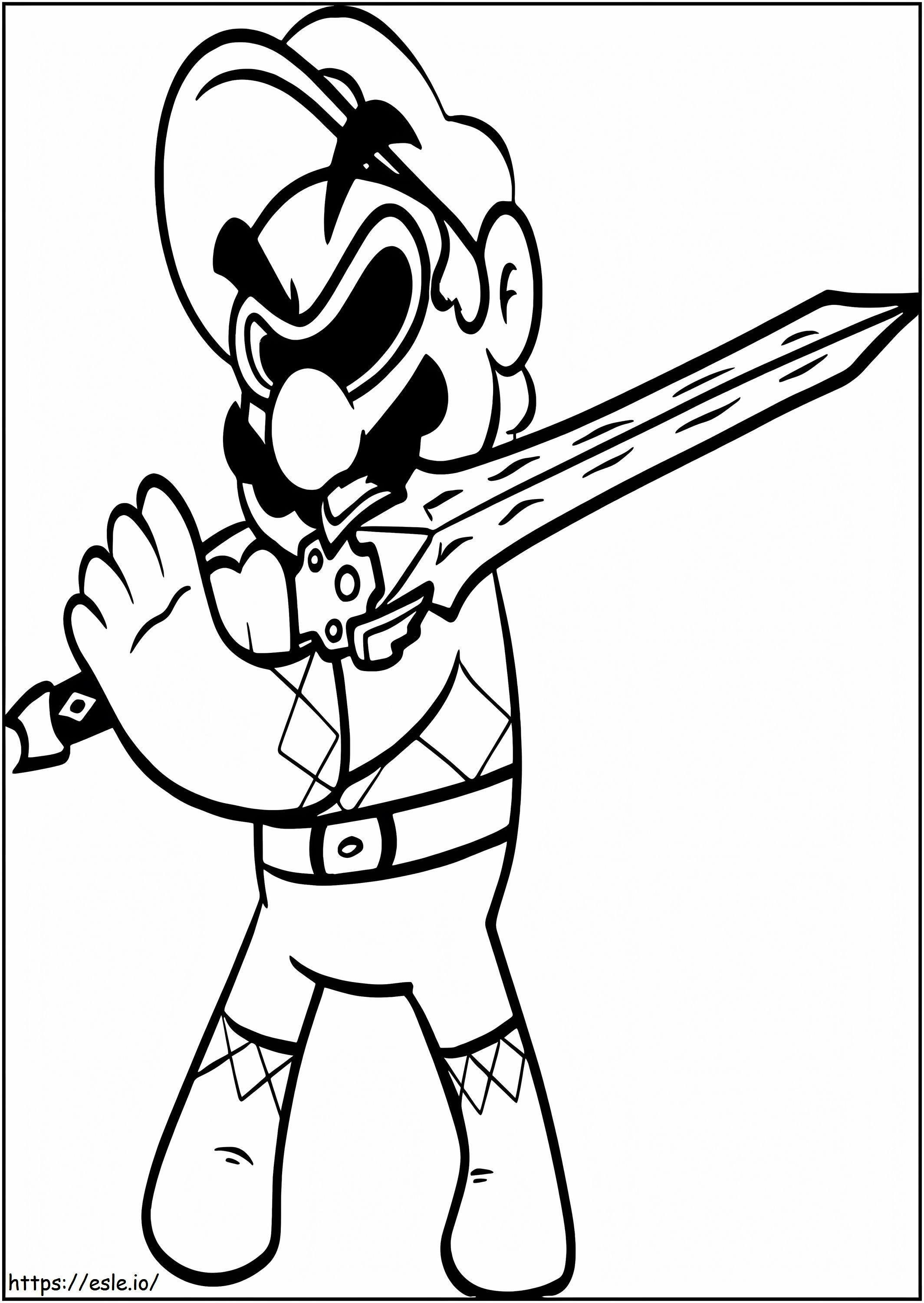 Mario Dengan Pedang Gambar Mewarnai