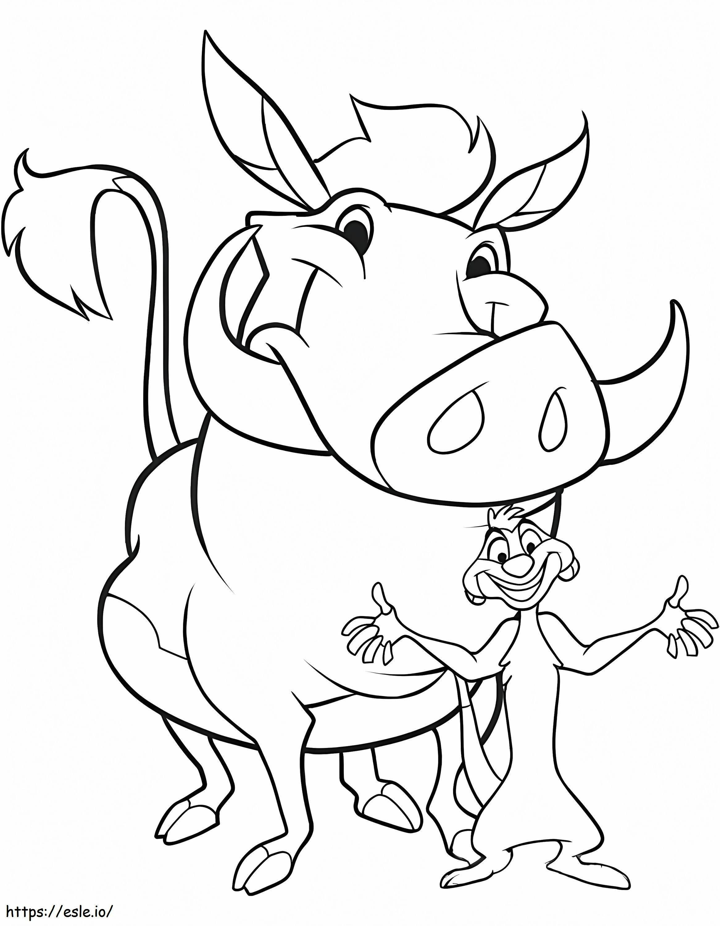 Coloriage Timon et Pumbaa pour les enfants à imprimer dessin