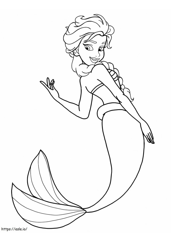 Elsa Mermaid Smiling coloring page