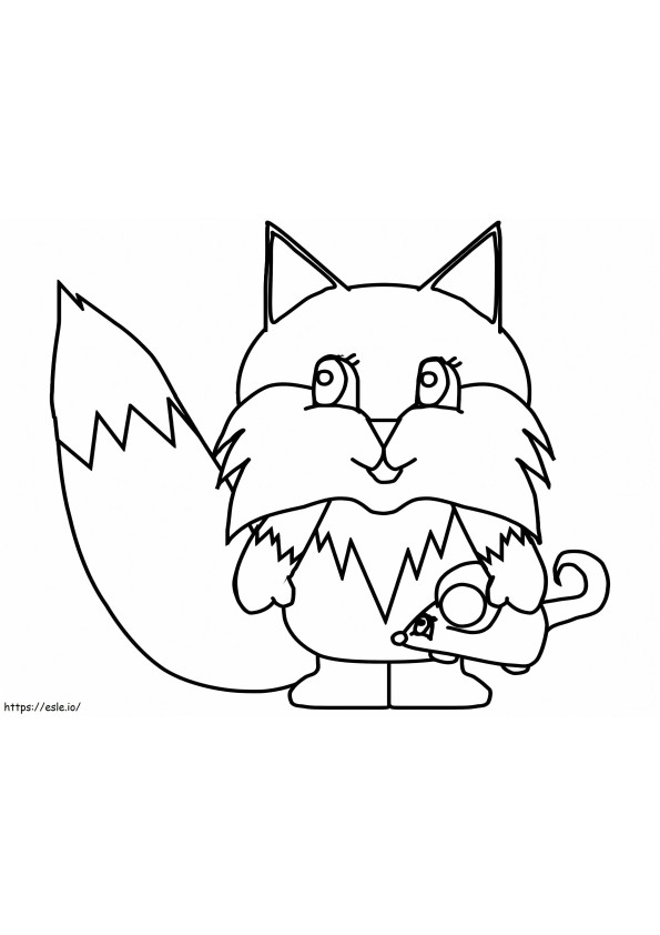 Fox With A Mouse coloring page