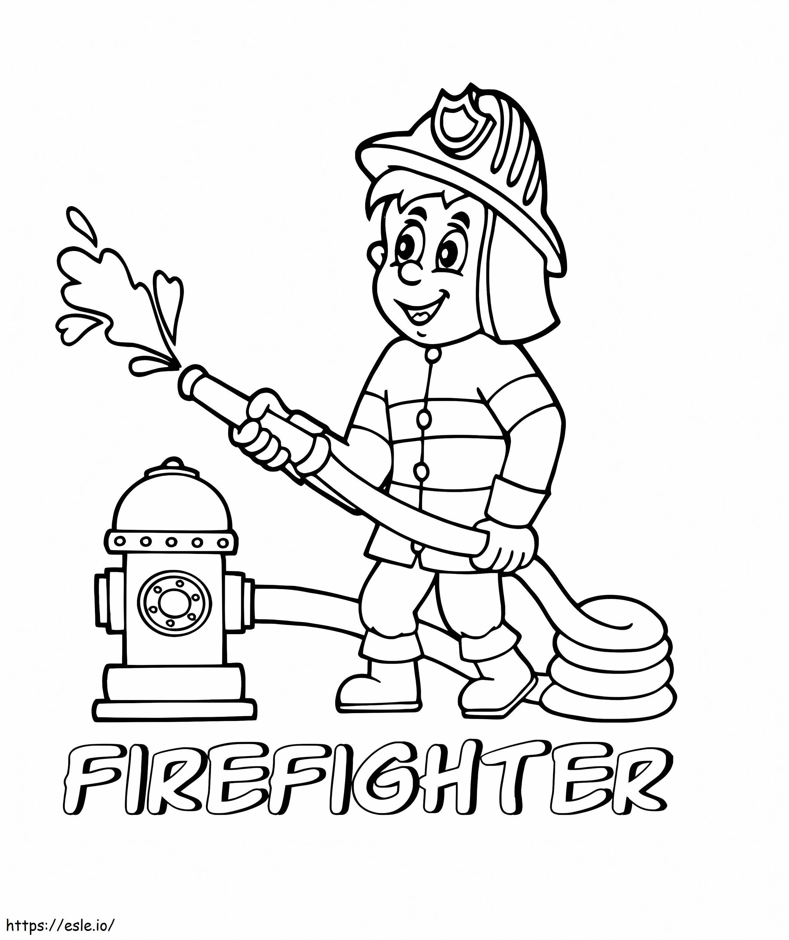 Pequeno bombeiro para colorir