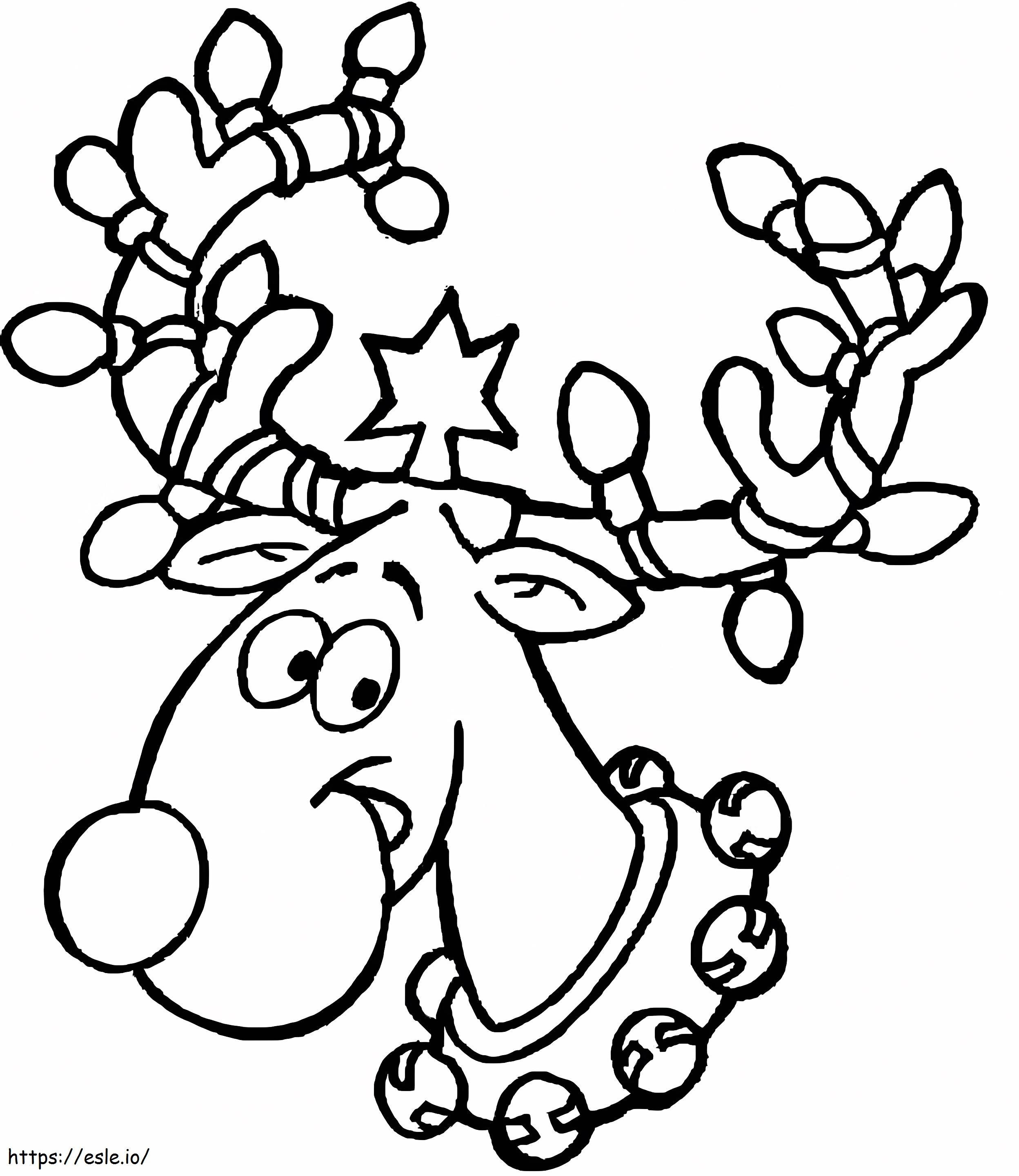 Coloriage Tête de renne heureuse à imprimer dessin