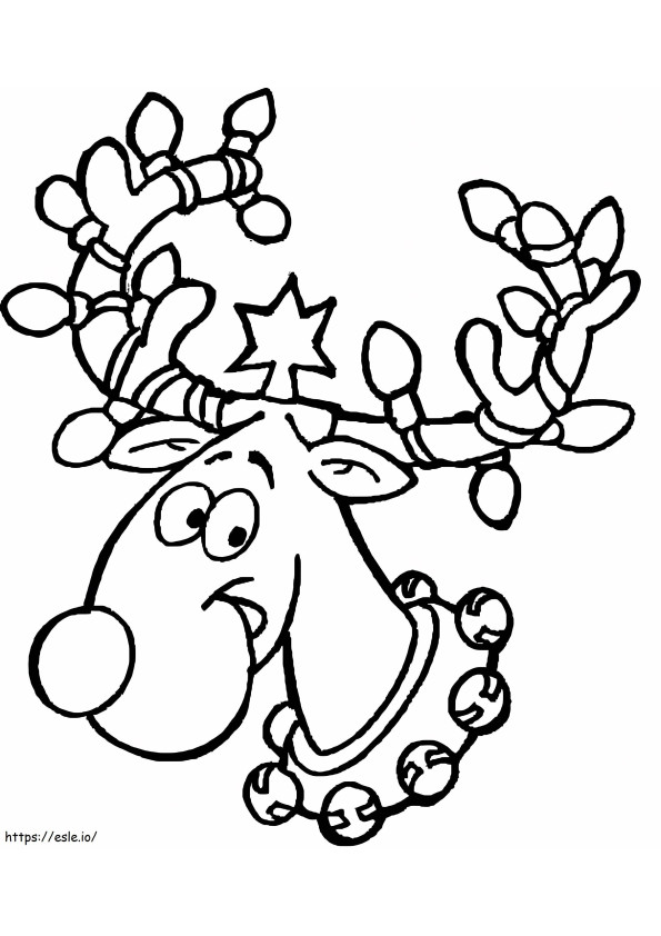 Coloriage Tête de renne heureuse à imprimer dessin