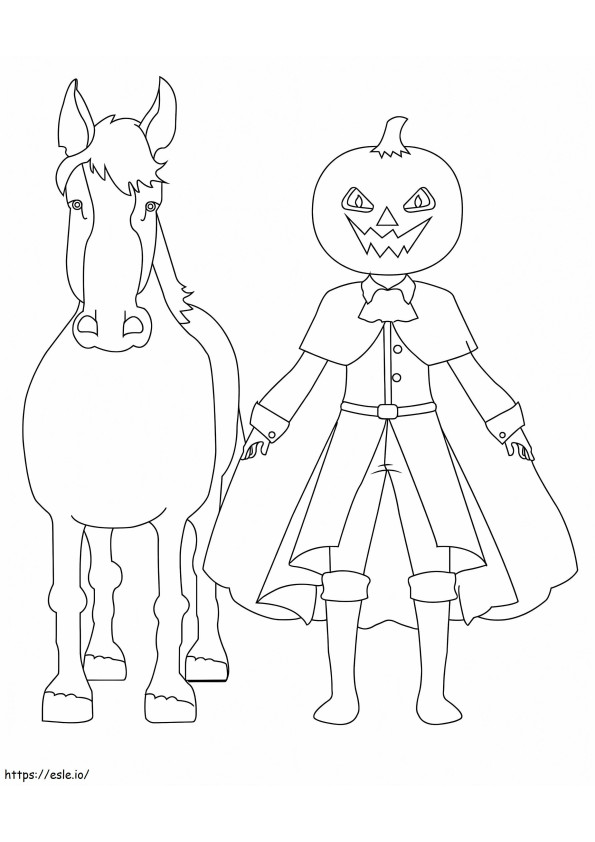 Coloriage Halloween Cavalier sans tête 3 à imprimer dessin